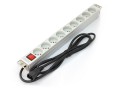 Digitus Listwa zasilająca PDU 19" RACK, 9 gniazd Typ E, wtyk C14, kabel 2m, aluminiowa, włącznik