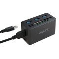 LogiLink Hub USB 3.0, 3 porty, z czytnikiem kart pamięci