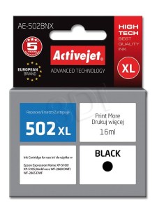 Tusz ActiveJet AE-502BNX Czarny do drukarki Epson - zamiennik Epson  502XL C13T02W14010