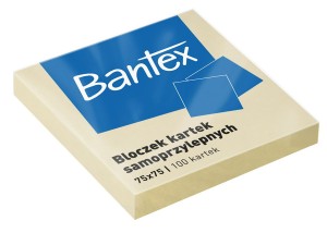 Notes samoprzylepny Bantex 75x75mm 100k jasnożółty