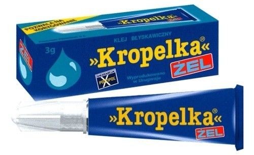 Klej Kropelka Żel 3 g – błyskawiczny klej do metalu, gumy, szkła, ceramiki, plastiku i drewna.