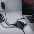 AUKEY CB-C71 aluminiowy HUB USB-C | 8w1 | RJ45 Ethernet 10/100/1000Mbps | 3xUSB 3.1 | HDMI 4k@30Hz | SD i microSD | USB-C Power Delivery 100W