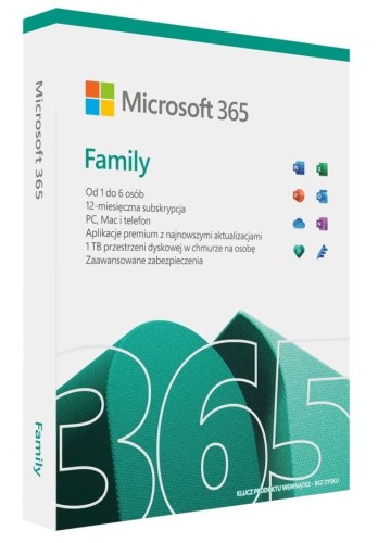 Microsoft Microsoft 365 Family PL P8 1Y Win/Mac 6GQ-01593                 Zastępuje P/N: 6GQ-01161