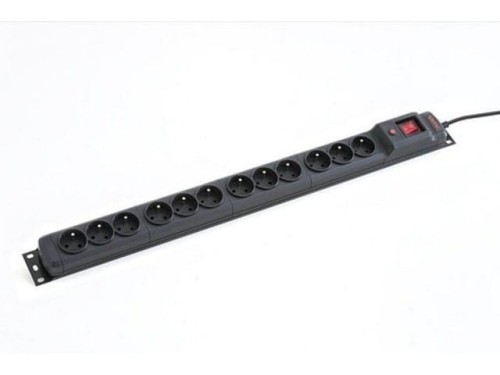 ARMAC Listwa przeciwprzepięciowa  M12/16A Rack 19'' 2.5m czarna (12 gniazd) do montażu pionowego