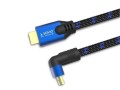Savio Kabel HDMI (M) v2.1, 1,8m, kątowy, 8K, miedź, niebiesko-czarny, złote końcówki, ethernet/3D, CL-147
