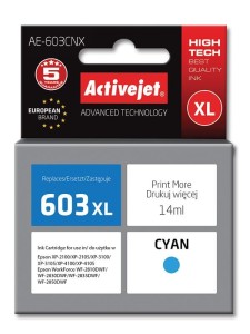 Tusz ActiveJet AE-603CNX Cyan do drukarki Epson - zamiennik 603XL C13T03A24010