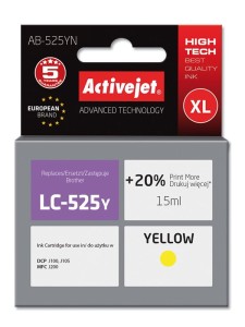 Tusz ActiveJet AB-525YN Yellow do drukarki Brother - zamiennik LC525XLY