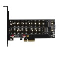 AXAGON Adapter wewnętrzny PCIe x4 M.2 NVMe M-key + SATAB-key slot, chłodnica, LP, PCEM2-DC