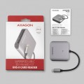 AXAGON Zewnętrzny czytnik kart CRE-S3C, USB-C 3.2 GEN 1, 3-slot &amp; lun SD/microSD/CF, obsługa UHS-II