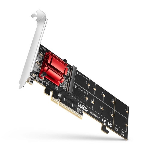 AXAGON PCEM2-ND Kontroler PCIe x 8, 2x slot M.2 NVMe M-key RAID wsparcie dla płyt bez bifurkacji, w zestawie, SP &amp; LP