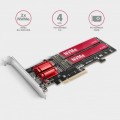 AXAGON PCEM2-ND Kontroler PCIe x 8, 2x slot M.2 NVMe M-key RAID wsparcie dla płyt bez bifurkacji, w zestawie, SP &amp; LP