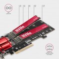 AXAGON PCEM2-ND Kontroler PCIe x 8, 2x slot M.2 NVMe M-key RAID wsparcie dla płyt bez bifurkacji, w zestawie, SP &amp; LP
