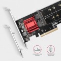 AXAGON PCEM2-ND Kontroler PCIe x 8, 2x slot M.2 NVMe M-key RAID wsparcie dla płyt bez bifurkacji, w zestawie, SP &amp; LP