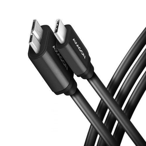 AXAGON BUMM3-CM10AB Kabel Micro-B USB,  USB-C 3.2 Gen 1, 1m, 3A, ALU, PVC Czarny