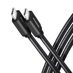 AXAGON BUCM3-CM15AB Kabel USB-C - USB-C, 1.5m, PD 60W, 3A, ALU, oplot czarny