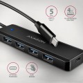 AXAGON HUE-C1C 4-portowy hub USB 5Gbps Travel, USB-C power IN, kabel Type-C 19cm, USB-C dodatkowe zasilanie