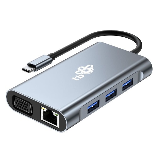 TB Adapter USB C 8w1 HDMIx2 USB VGA RJ45 PD