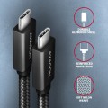 AXAGON BUCM32-CM15A Kabel USB-C - USB-C 3.2 Gen 2, 1.5m, PD 100W, 5A, 4K HD, ALU, oplot, czarny