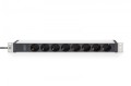 Digitus Listwa zasilająca PDU 19" Rack, 8x gniazdo ze stykami ochronnymi unischuko 16A/230V, 1x wtyczka IEC C20, 16A, przewód zasilający 2 m, Aluminio