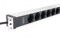 Digitus Listwa zasilająca PDU 19" Rack, 8x gniazdo ze stykami ochronnymi unischuko 16A/230V, 1x wtyczka IEC C20, 16A, przewód zasilający 2 m, Aluminio