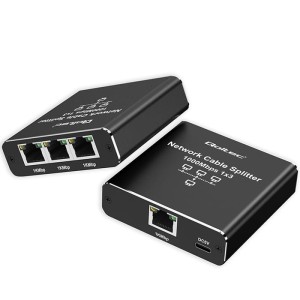 Qoltec Rozdzielacz Splitter Ethernet mini SWITCH 1x3 RJ45 | 1000Mb/s |  USB-C | Aluminium