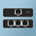 Qoltec Rozdzielacz Splitter Ethernet mini SWITCH 1x3 RJ45 | 1000Mb/s |  USB-C | Aluminium