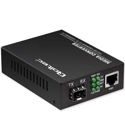 Qoltec Dwukierunkowy Media Konwerter SWITCH Ethernet 1x RJ45 1x SFP |   1000Mb/s | 5V