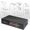 Qoltec Przełącznik sieciowy SWITCH FAST Ethernet 8x RJ45 PoE 2x RJ45 Uplink 1x SFP | 120W | 1000Mb/s