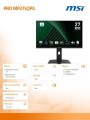 MSI Monitor PRO MP275QPG 27 cali LED/WQHD/Flat/100Hz/Black