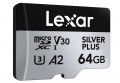 Lexar Karta pamięci microSD 64GB C10 A2 U3 V30 205/100MB/s Silver Plus