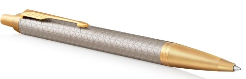 Parker IM Premium Warm Grey GT 1931687 – elegancki długopis automatyczny w ciepłym szarym kolorze, ze złotymi detalami.