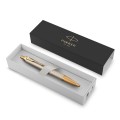 Parker IM Premium Warm Grey GT 1931687 – elegancki długopis automatyczny w ciepłym szarym kolorze, ze złotymi detalami.