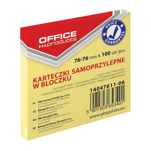 Notes samoprzylepny Office 76x76mm 100k jasnożółty 14047611-06