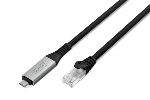 Digitus Kabel adapter USB-C - RJ45 Kat. 6A S/FTP, 1 Gbit/s, USB 3.2 Gen1, LSZH, 2m