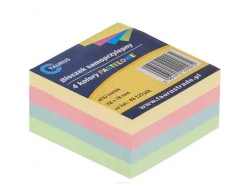 Notes samoprzylepny Taurus 48-120101 76x76mm 400K - 4 kolory pastelowe