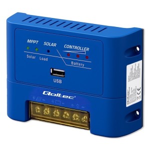 Qoltec Solarny regulator ładowania MPPT 15A do zasilania odbiorników DC i ładowania akumulatorów 12V/24V | AGM