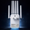 Qoltec Wzmacniacz syganłu WiFi 6 | Repeater | Access Point | AX1200 Mb/s| 6 anten | 2xRJ45 | 128MB