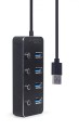 Gembird HUB 4-portowy USB 3.1 (Gen 1) z przełącznikami czarny