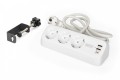 Digitus Listwa zasilająca biurkowa, 3 gniazda Schuko, 2x USB-A (2x 12W), 1x USB-C (30W) z zaciskiem na blat, kabel 1,5m, biała