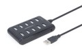 Gembird HUB USB 2.0 10-portowy czarny