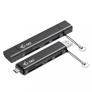 i-tec Czytnik kart USB-C/USB-A Dongle SD TF 2xUSB