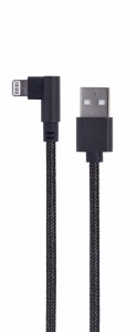 Gembird Kabel USB - do 8 pin kątowy w oplocie tekstylnym, 0.2m, czarny