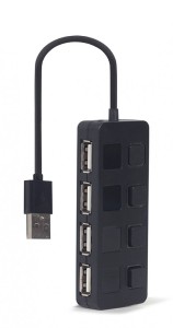 Gembird HUB USB 2.0 4-portowy z przełącznikami, czarny