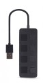 Gembird HUB USB 2.0 4-portowy z przełącznikami, czarny