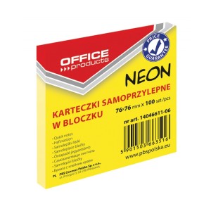 Notes samoprzylepny Office 76x76mm 100k żółty neon