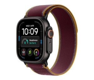 Apple Smartwatch Watch Ultra 4 GPS + Cellular, koperta 49mm z tytanu w kolorze czarnym, opaska Trail w kolorze burgunda - rozmiar M/L