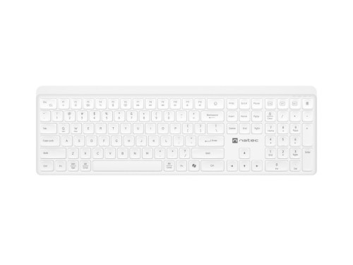 Natec Klawiatura Tang US bezprzewodowa BT + 2.4GHz cicha Slim biała
