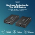 Digitus Przedłużacz (extender) po skrętce kat.6 USB 2.0 do 150m, 4x USB-A do 480 Mbps, 1x RJ45 (Gigabit Ethernet) - zestaw (odbiornik/nadajnik)