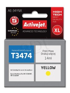 Tusz ActiveJet AE-34YNX Yellow do drukarki Epson - zamiennik Epson 34XL T3474