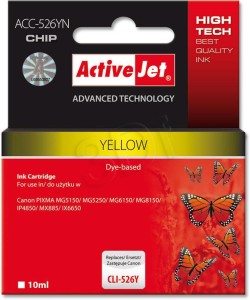Tusz ActiveJet ACC-526YN Yellow do drukarki Canon - zamiennik Canon CLI-526Y